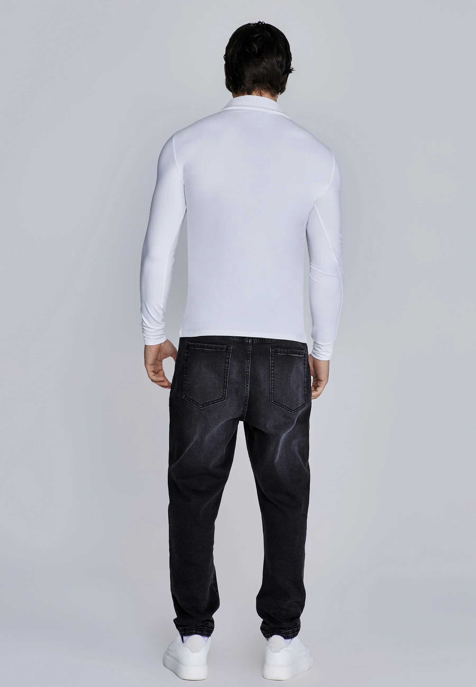 White Long Sleeve Polo sold by Siksilk product image thumbnail 5