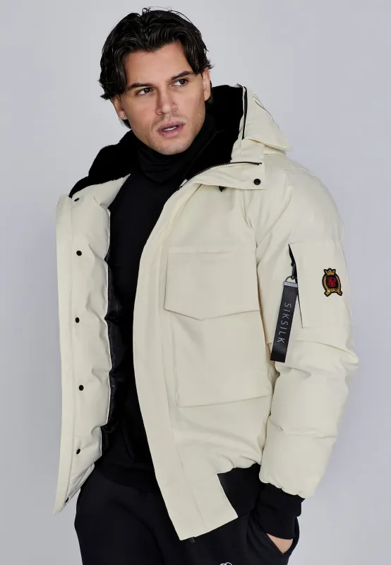 Ecru Hooded Bomber Jacket sold by Siksilk