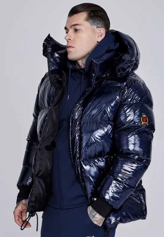 Blue High Shine Puffer Jacket sold by Siksilk