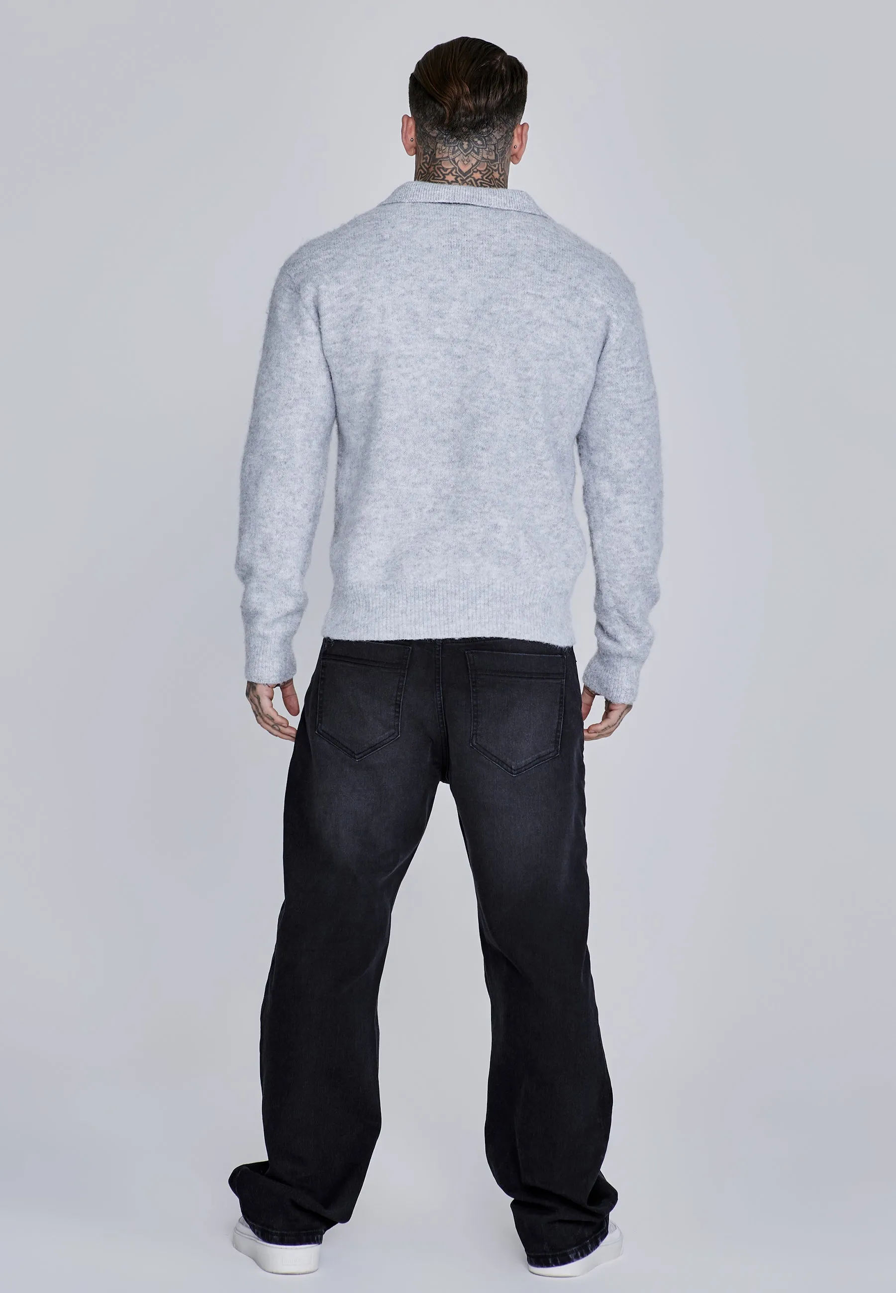 Grey Marl Knitted Polo Sweater sold by Siksilk product image thumbnail 5