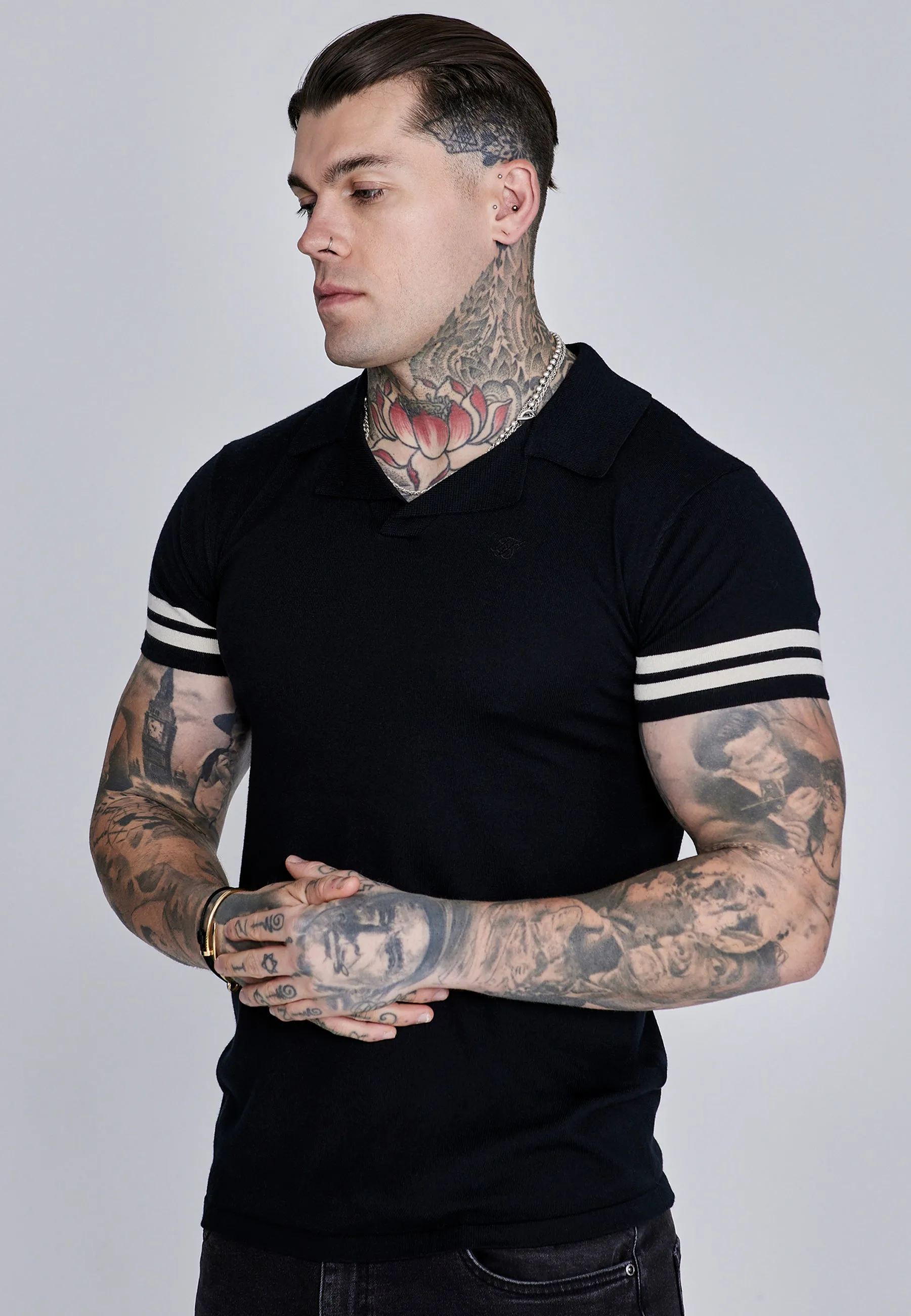 Black Tournament Revere Polo sold by Siksilk