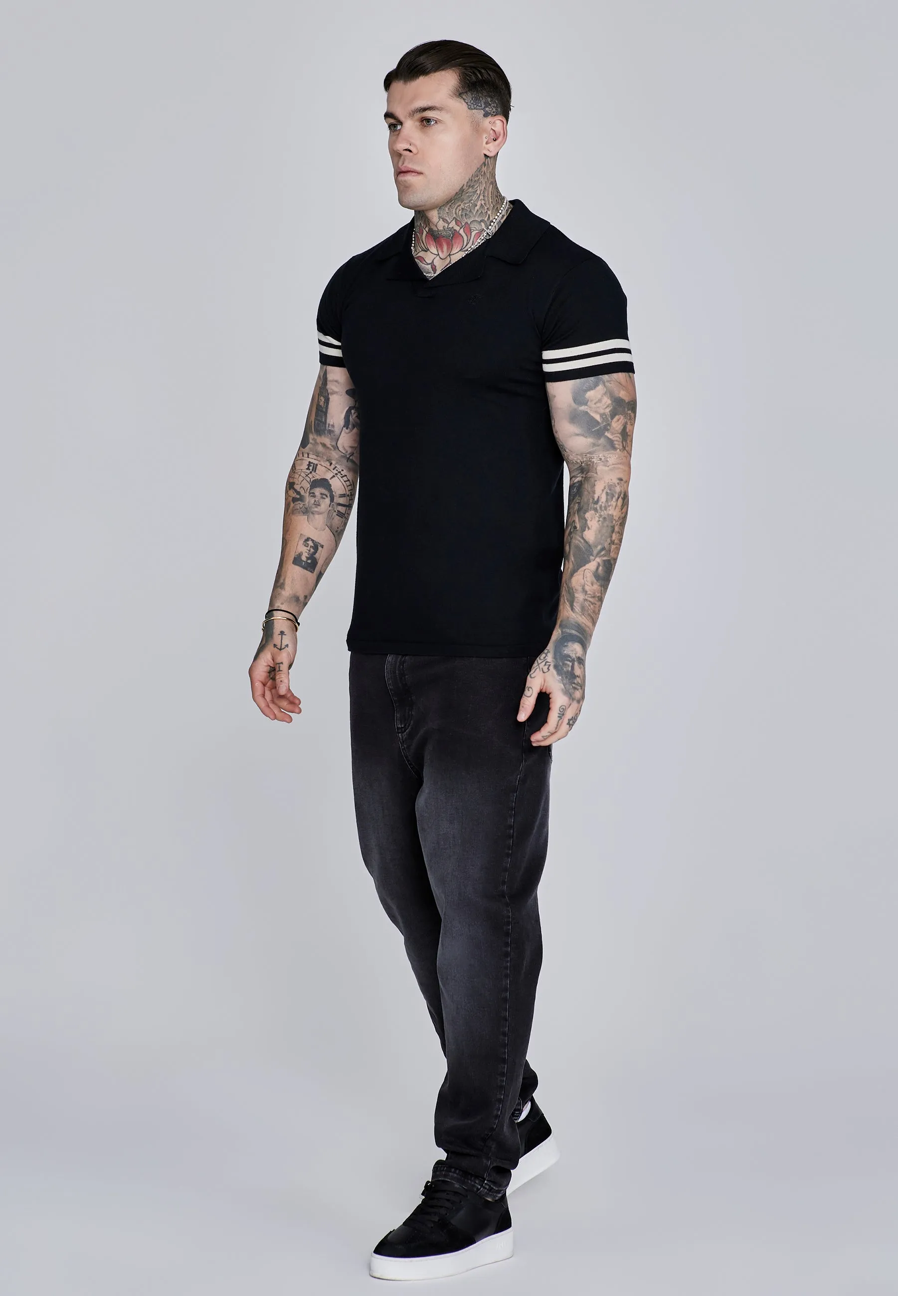 Black Tournament Revere Polo sold by Siksilk product image thumbnail 4