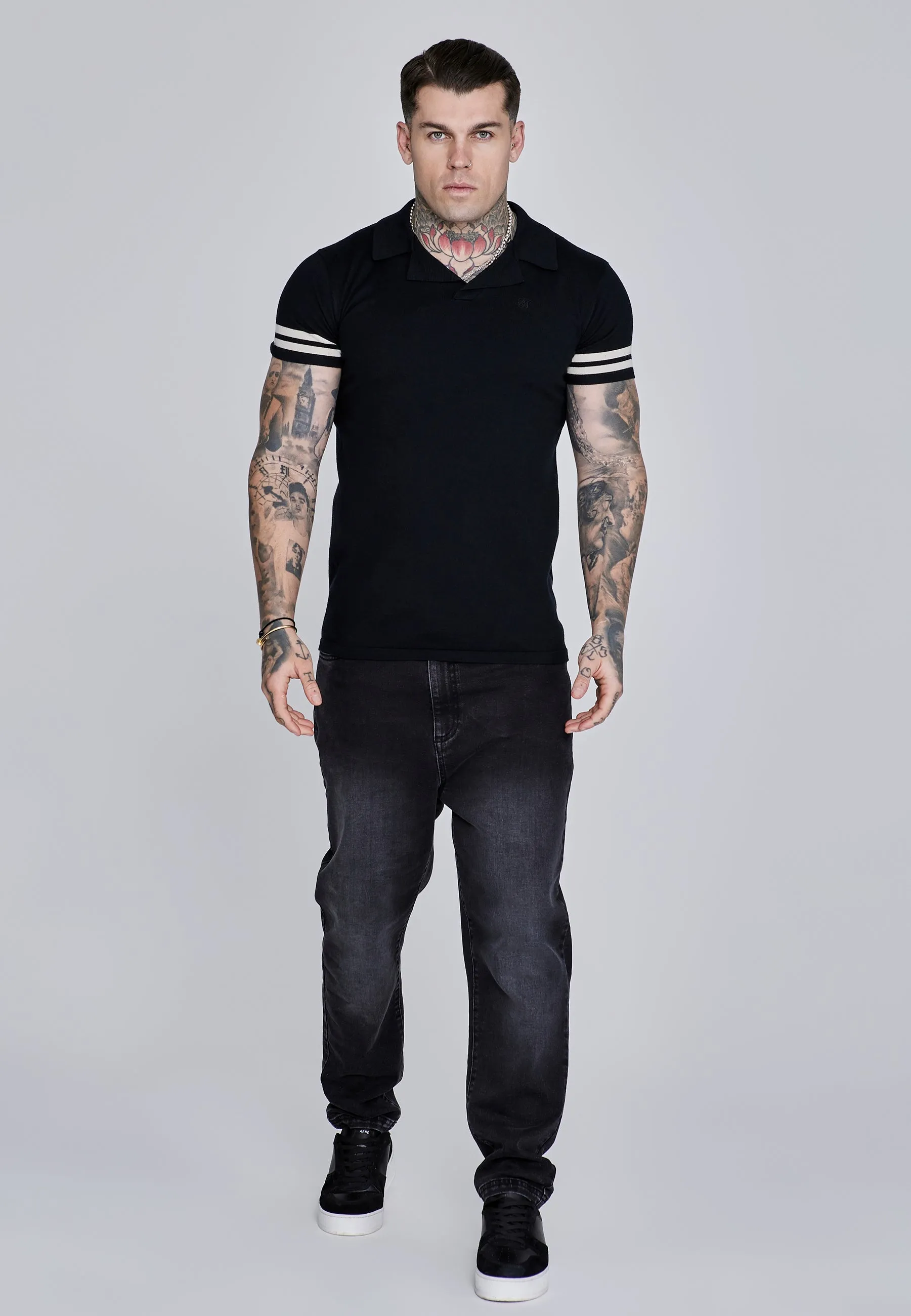 Black Tournament Revere Polo sold by Siksilk product image thumbnail 3