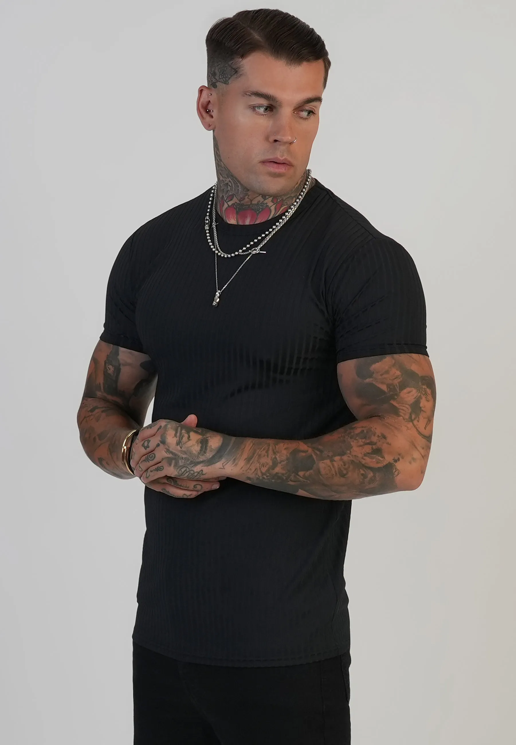 Black Muscle Fit T-Shirt sold by Siksilk