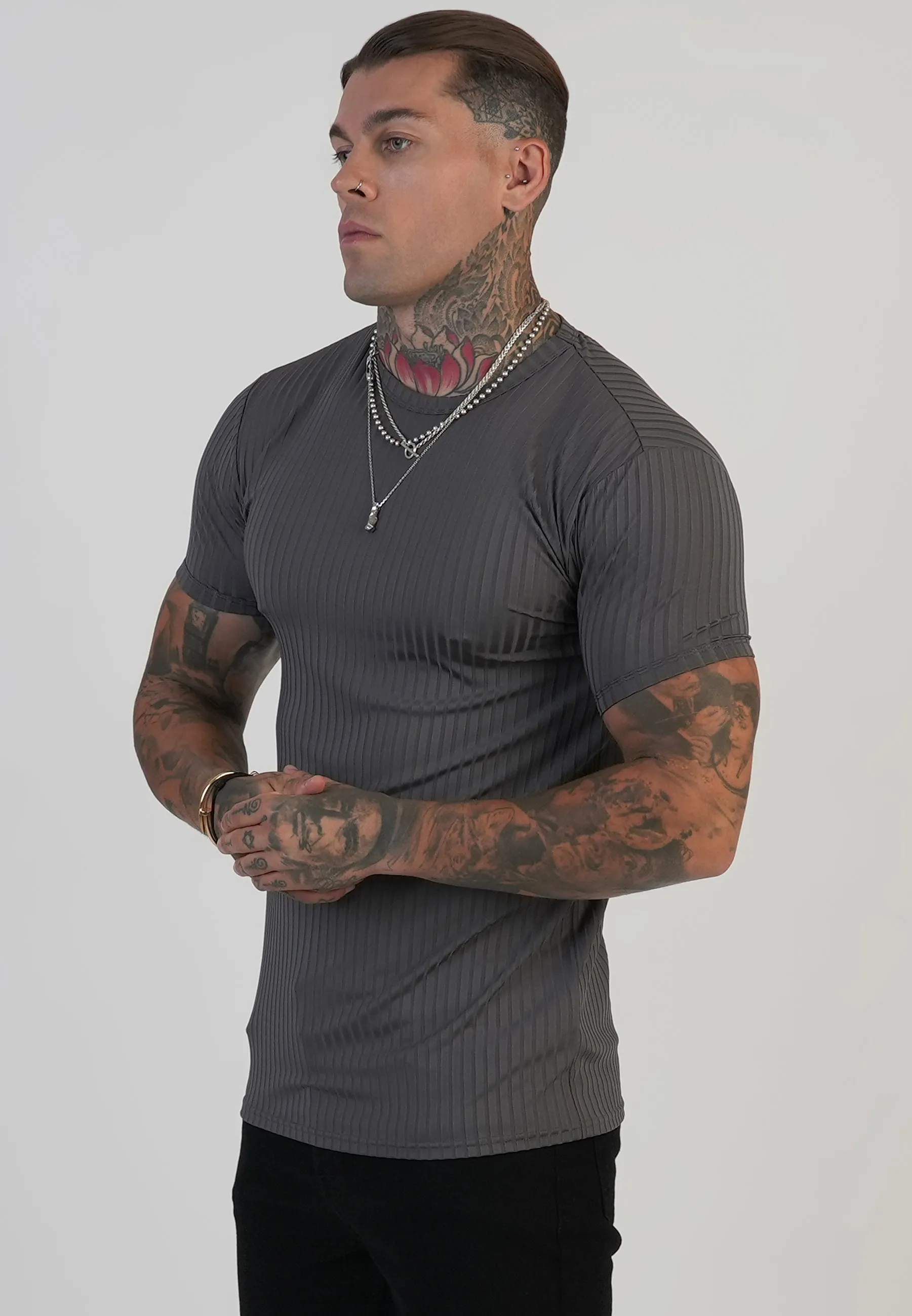 Grey Muscle Fit T-Shirt sold by Siksilk