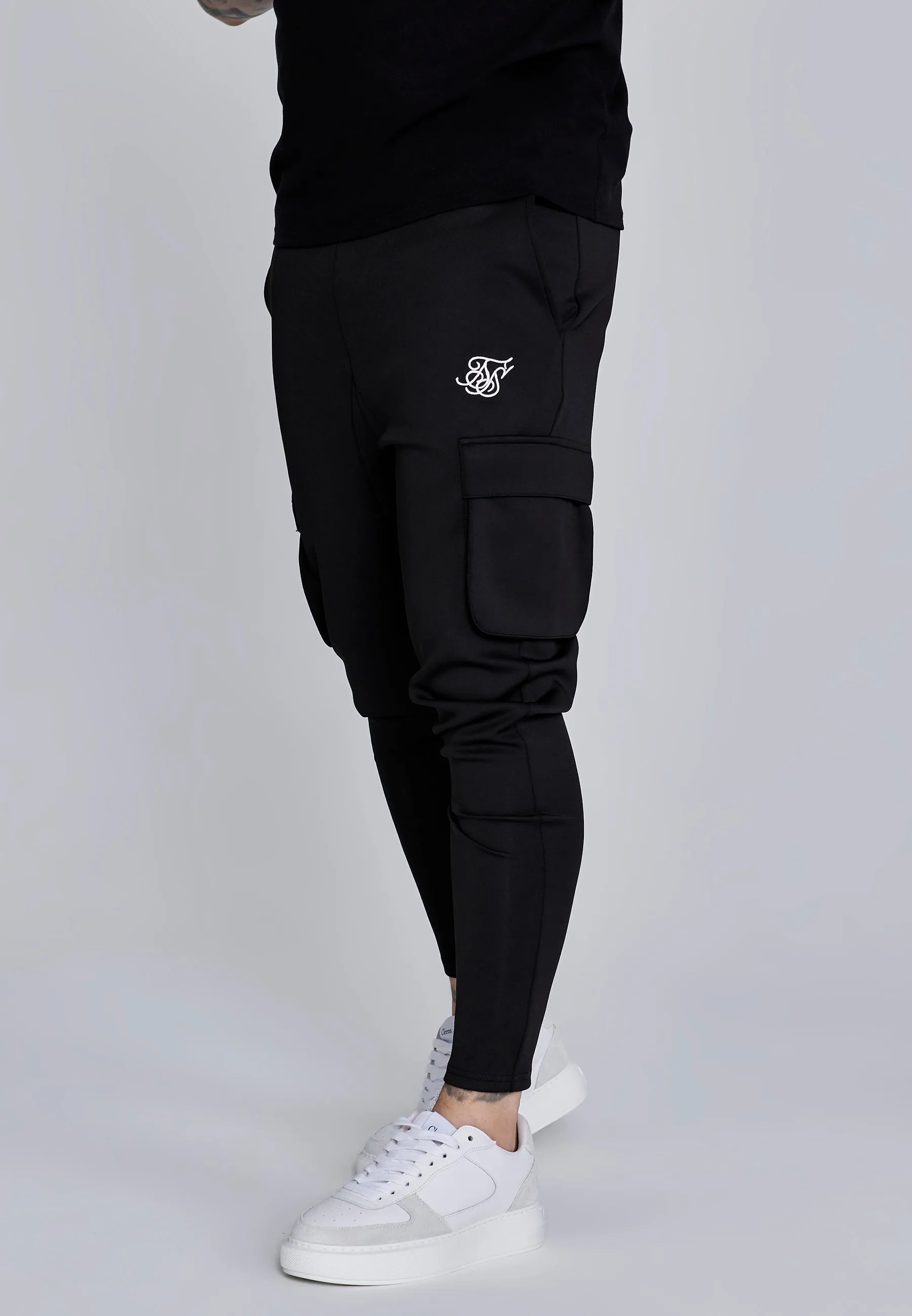 Black Essentials Poly Cargos sold by Siksilk
