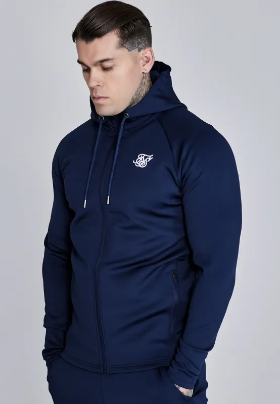 Navy Essentials Poly Full Zip Hoodie sold by Siksilk