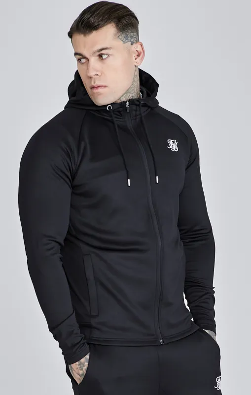 Black Essentials Poly Full Zip Hoodie sold by Siksilk