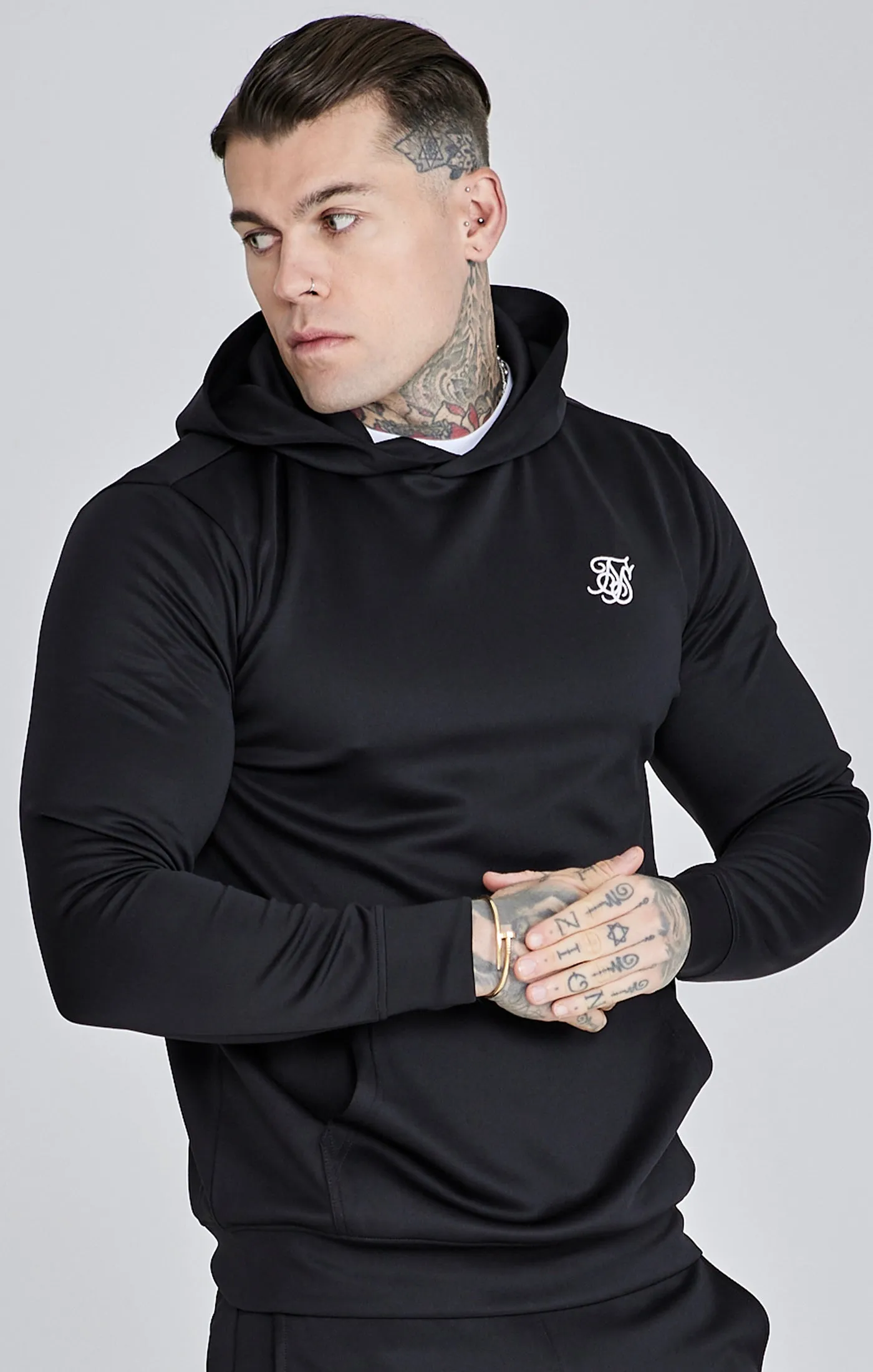 Black Essentials Poly Hoodie sold by Siksilk