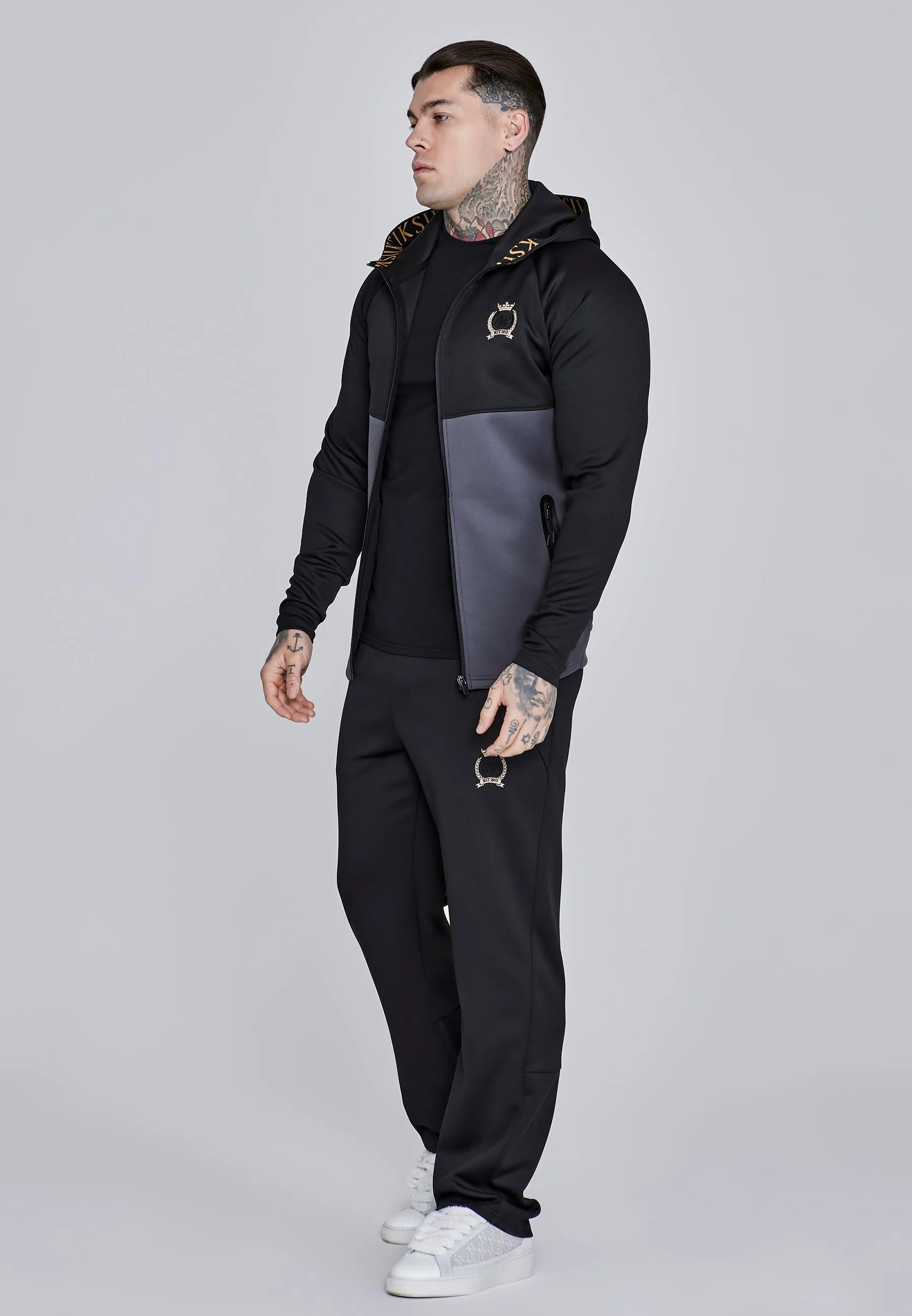 Black and Grey Full Zip Hoodie sold by Siksilk product image thumbnail 4