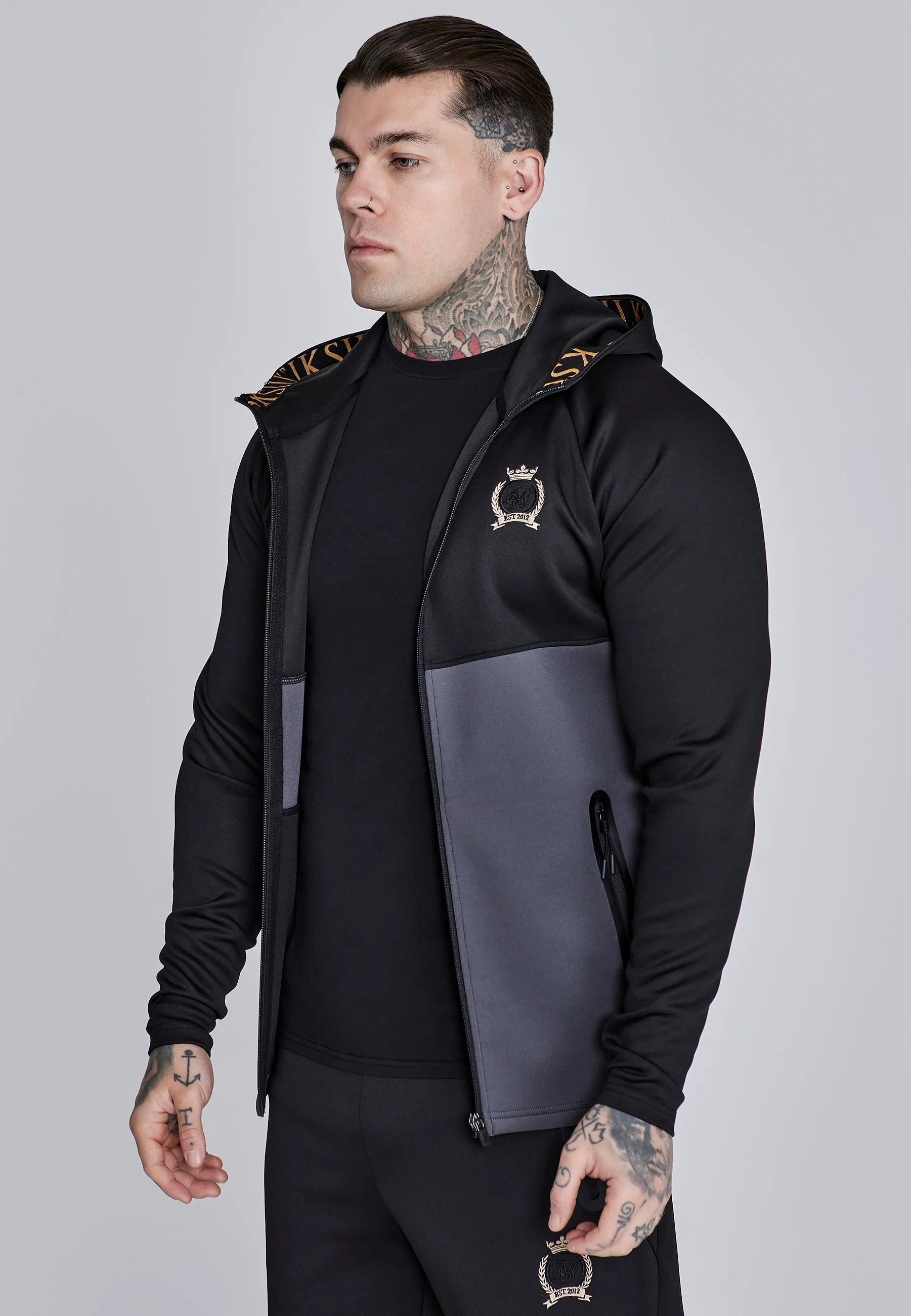 Black and Grey Full Zip Hoodie sold by Siksilk