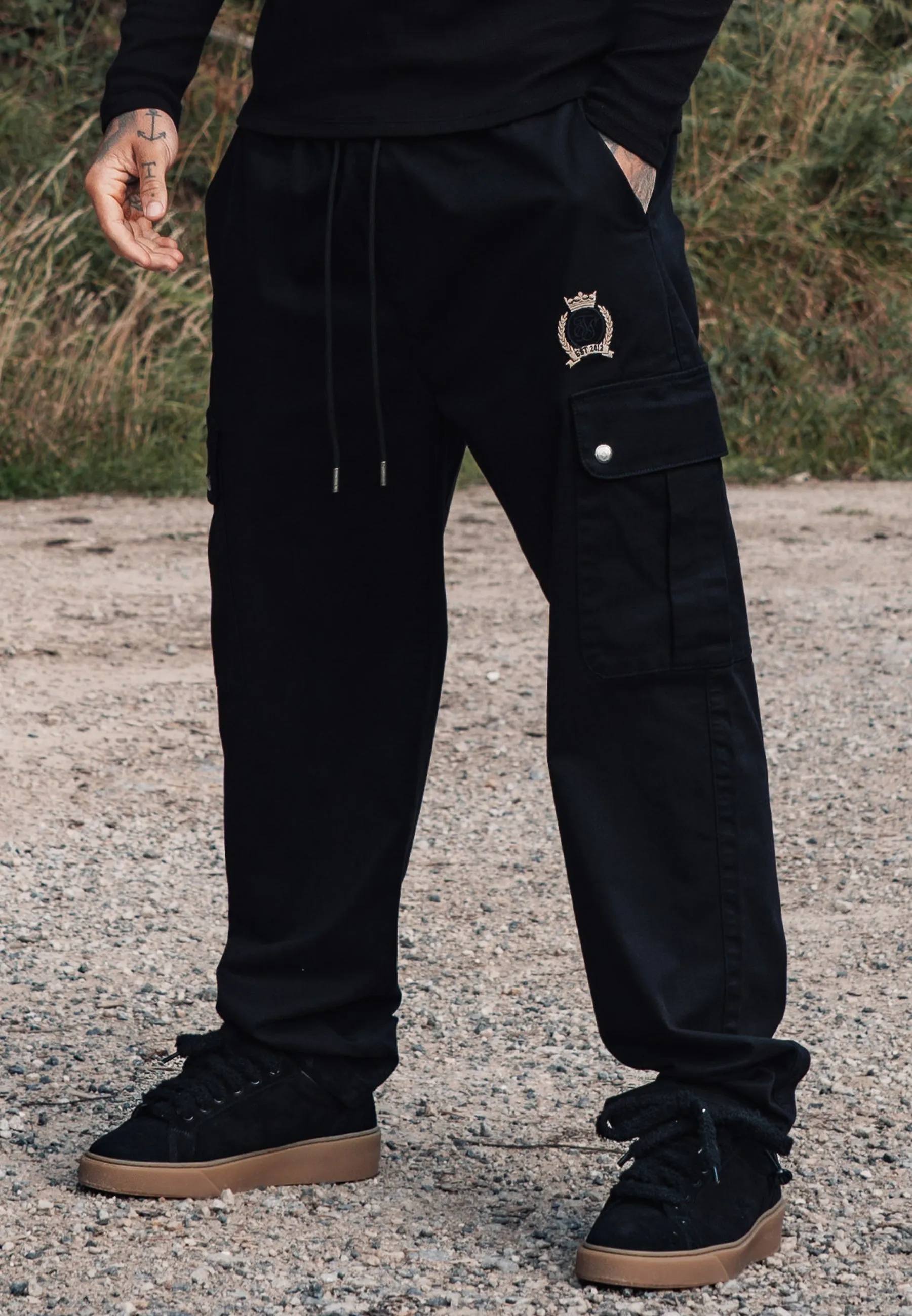Black Loose Fit Cargos sold by Siksilk