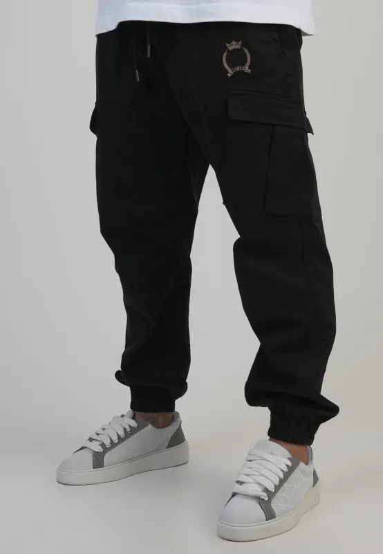 Black Regular Fit Cargos sold by Siksilk