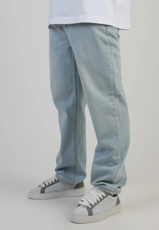Washed Light Blue Straight Fit Jeans sold by Siksilk