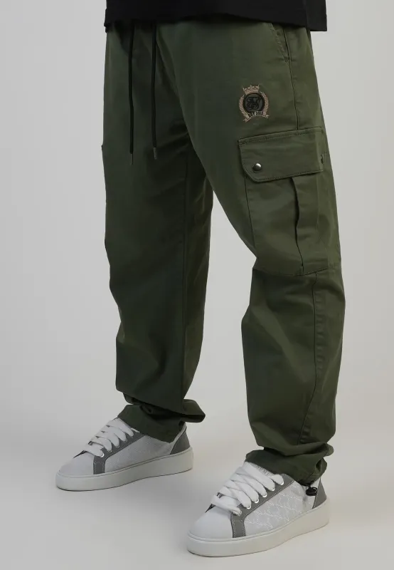 Khaki Green Loose Fit Cargos sold by Siksilk