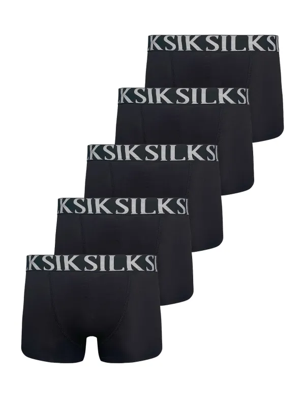 Black Pack of 5 Boxer Shorts sold by Siksilk