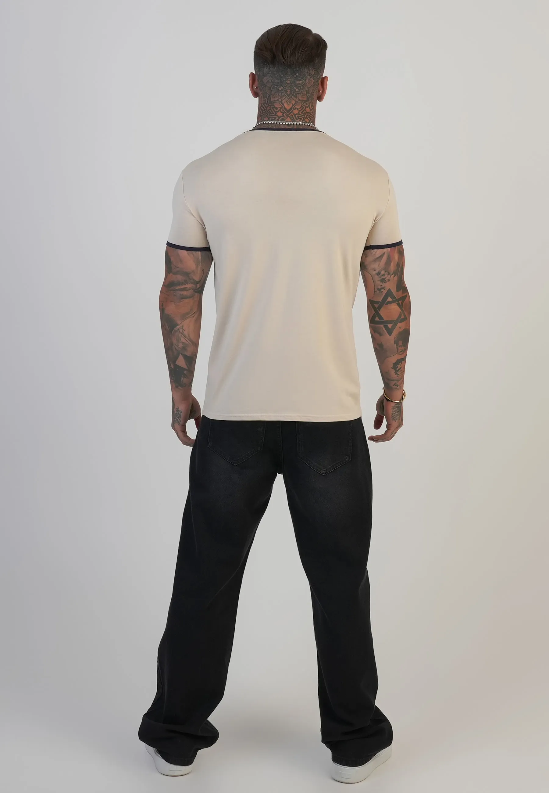 Ecru and Navy Ringer T-Shirt sold by Siksilk product image thumbnail 5