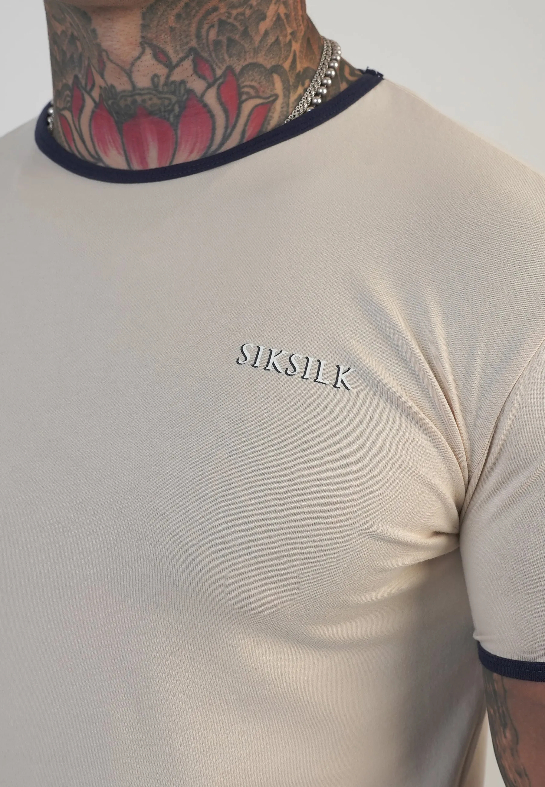 Ecru and Navy Ringer T-Shirt sold by Siksilk product image thumbnail 2