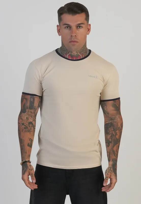 Ecru and Navy Ringer T-Shirt sold by Siksilk
