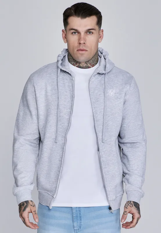 Grey Marl Essentials Full Zip Hoodie sold by Siksilk