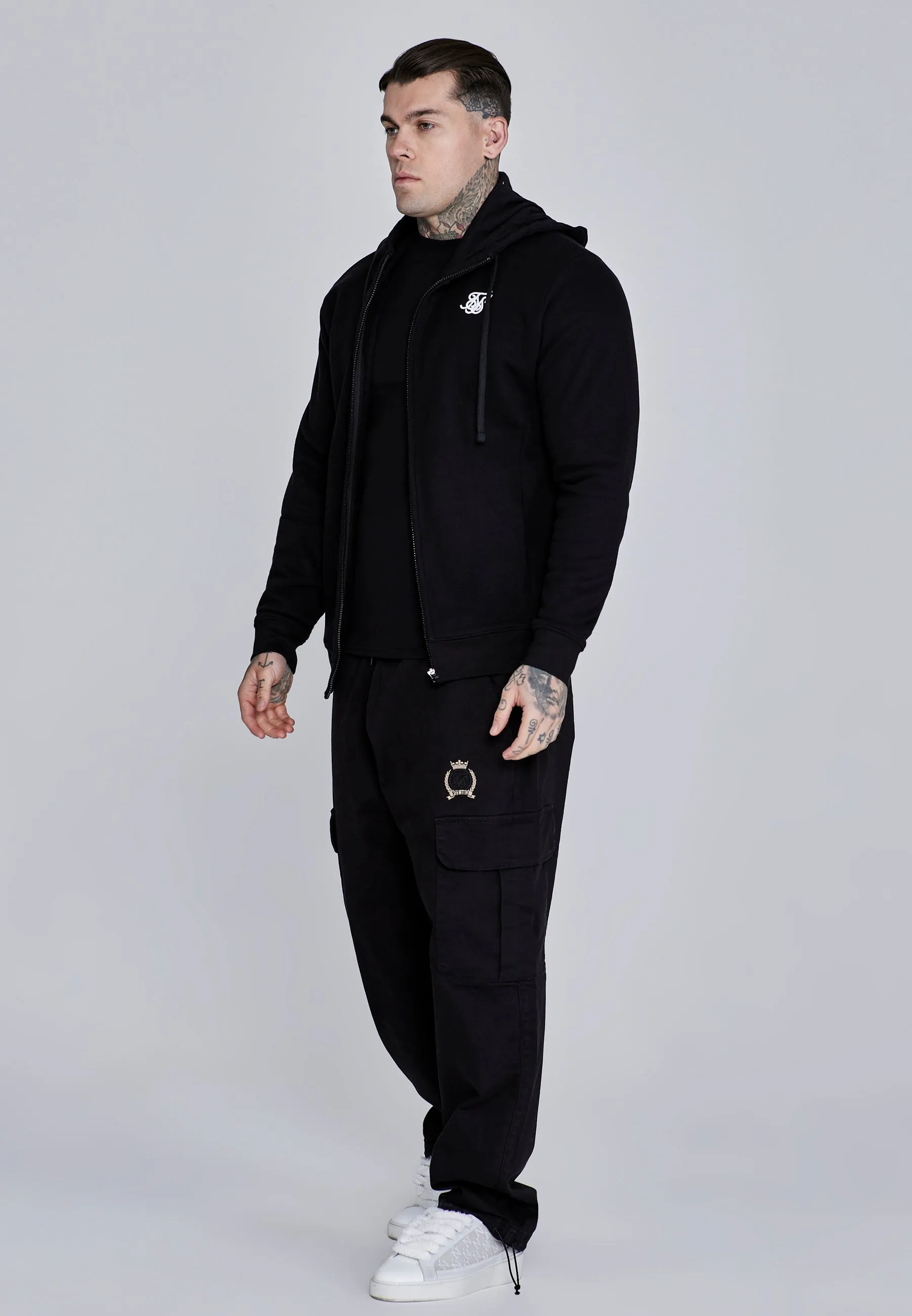 Black Essentials Full Zip Hoodie sold by Siksilk product image thumbnail 4
