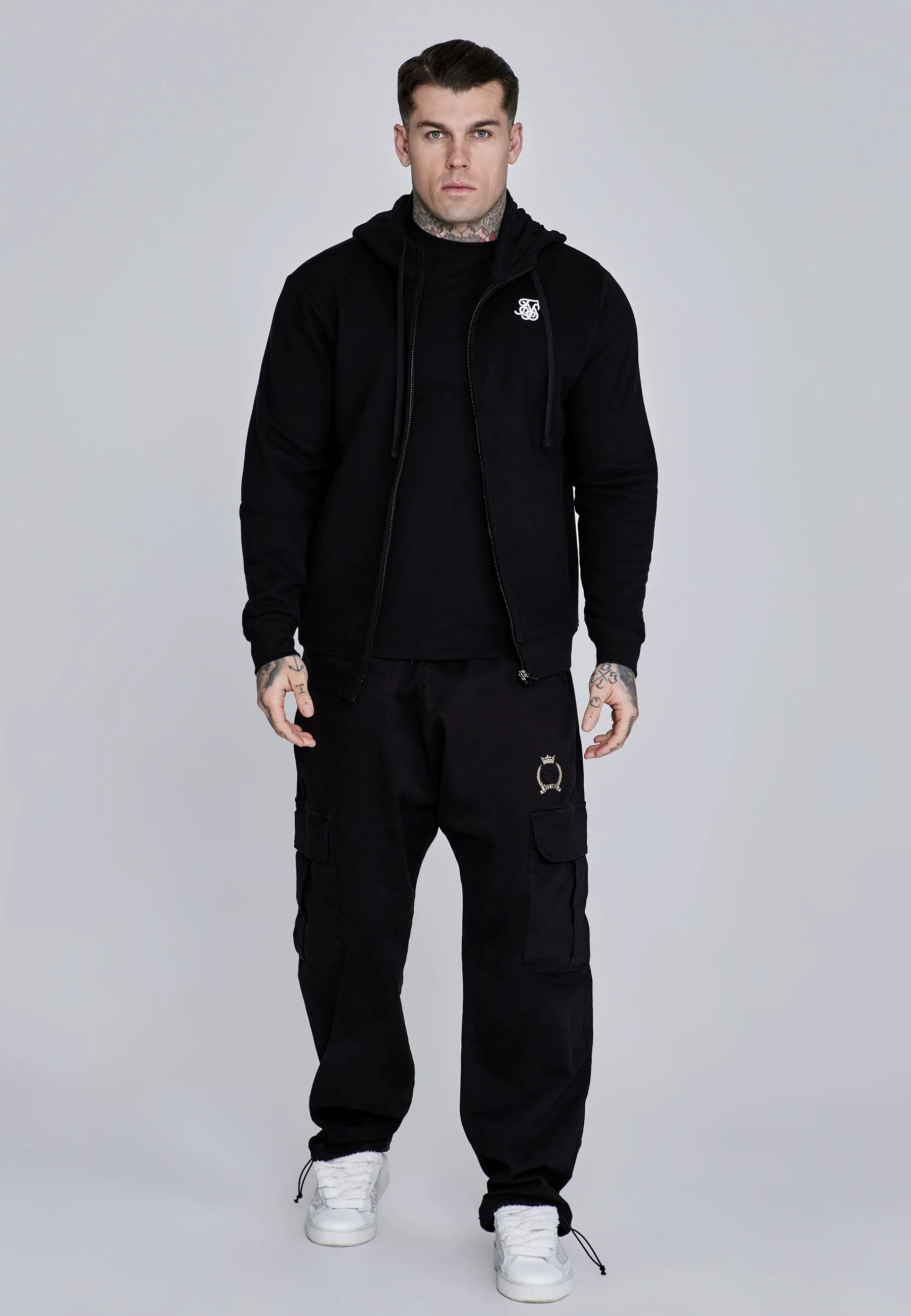 Black Essentials Full Zip Hoodie sold by Siksilk product image thumbnail 3