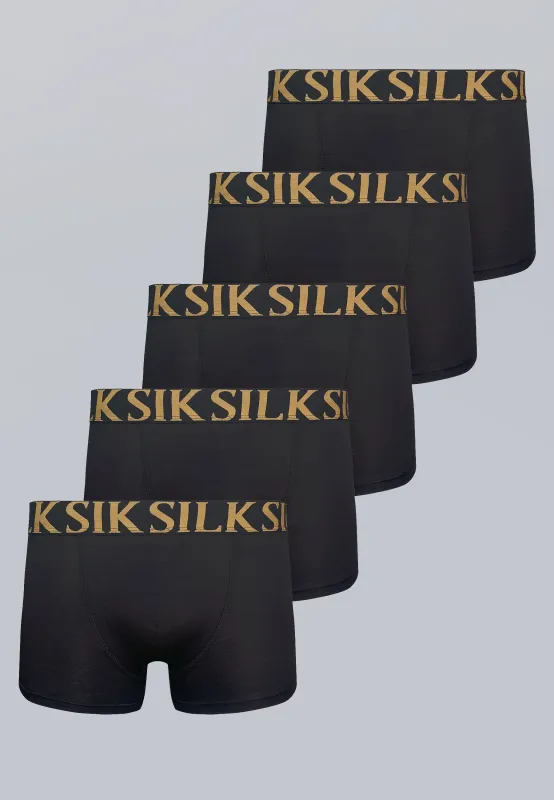 Black Pack of 5 Boxer Shorts sold by Siksilk