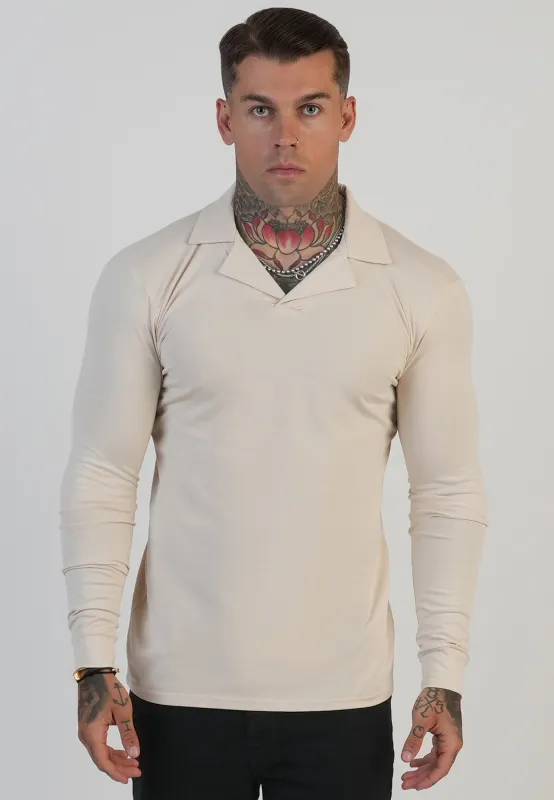 Ecru LS Revere Polo sold by Siksilk