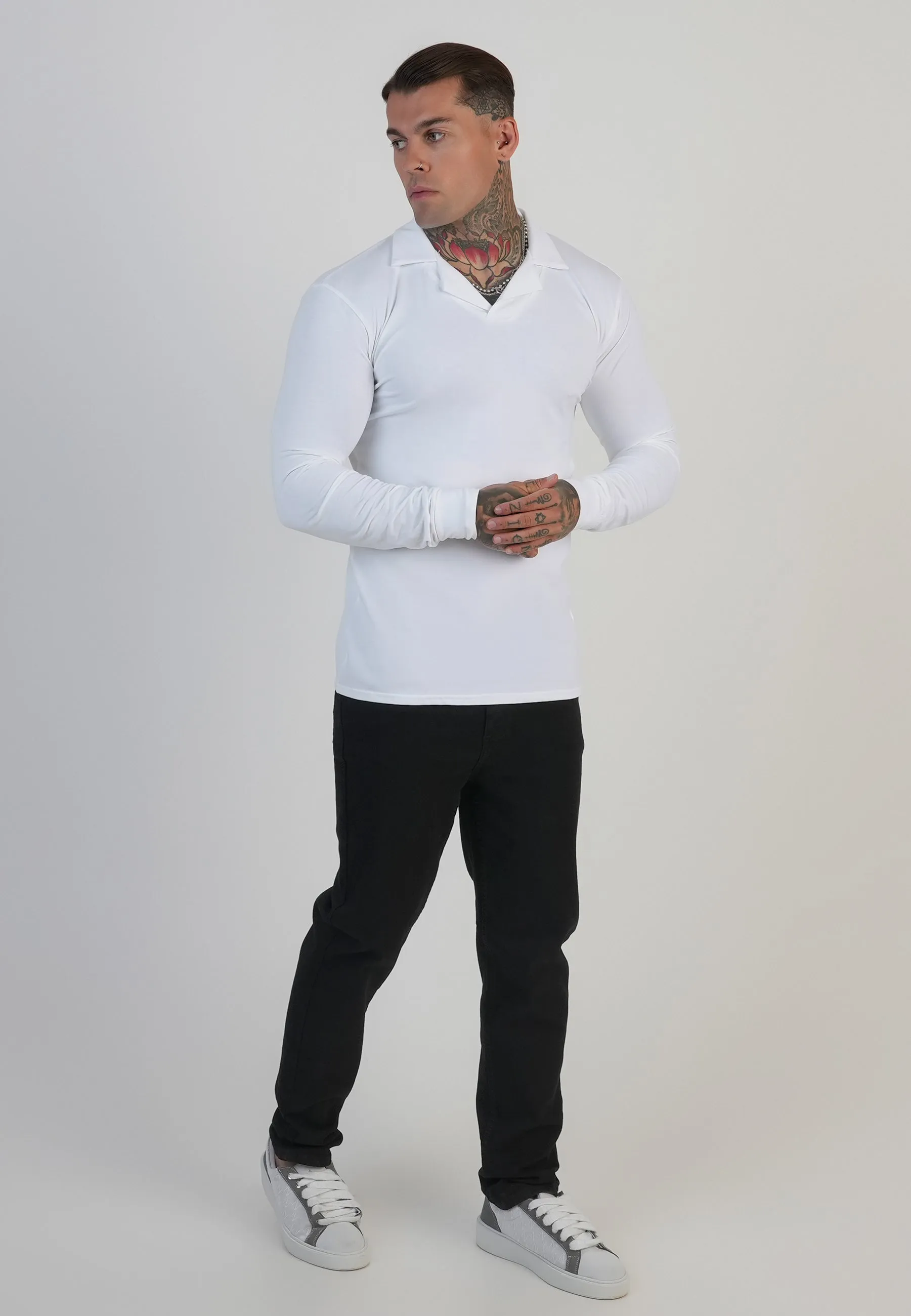 White LS Revere Polo sold by Siksilk product image thumbnail 4