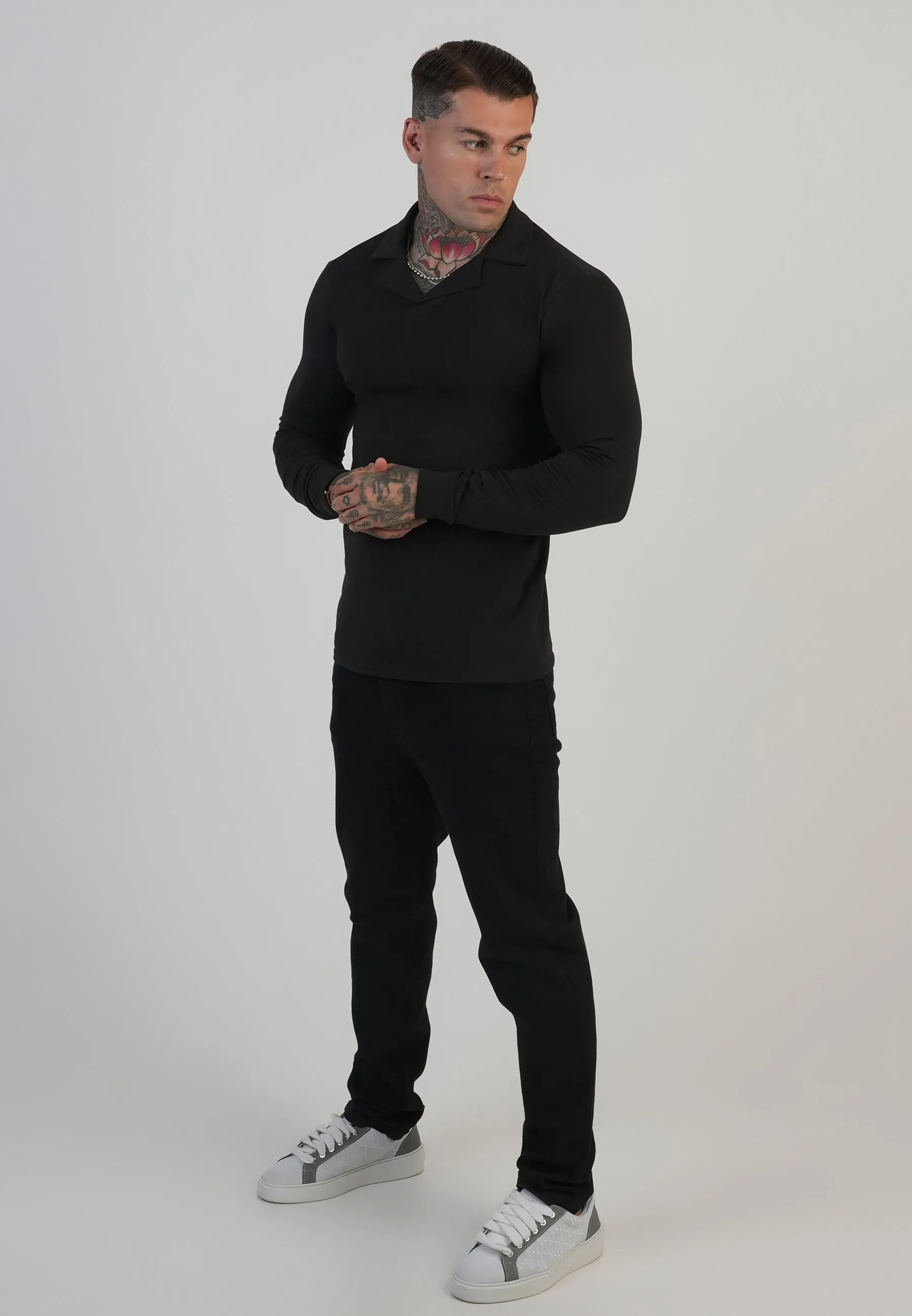 Black LS Revere Polo sold by Siksilk product image thumbnail 4