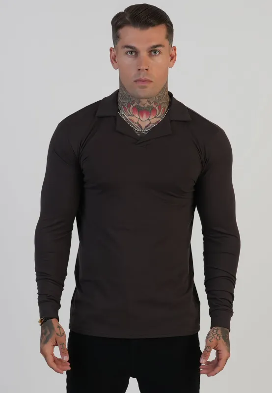 Brown LS Revere Polo sold by Siksilk