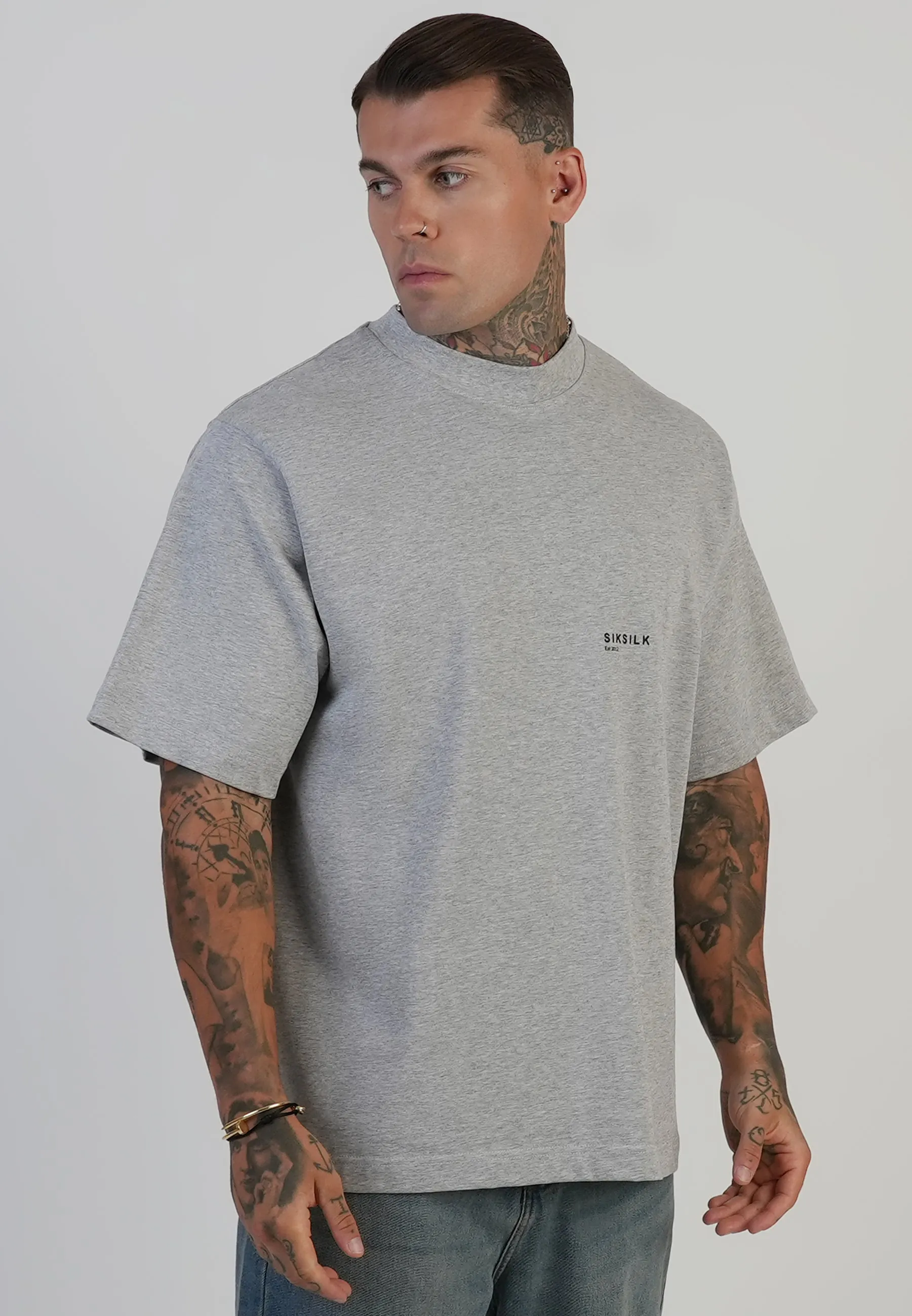 Grey Marl Graphic T-Shirt sold by Siksilk