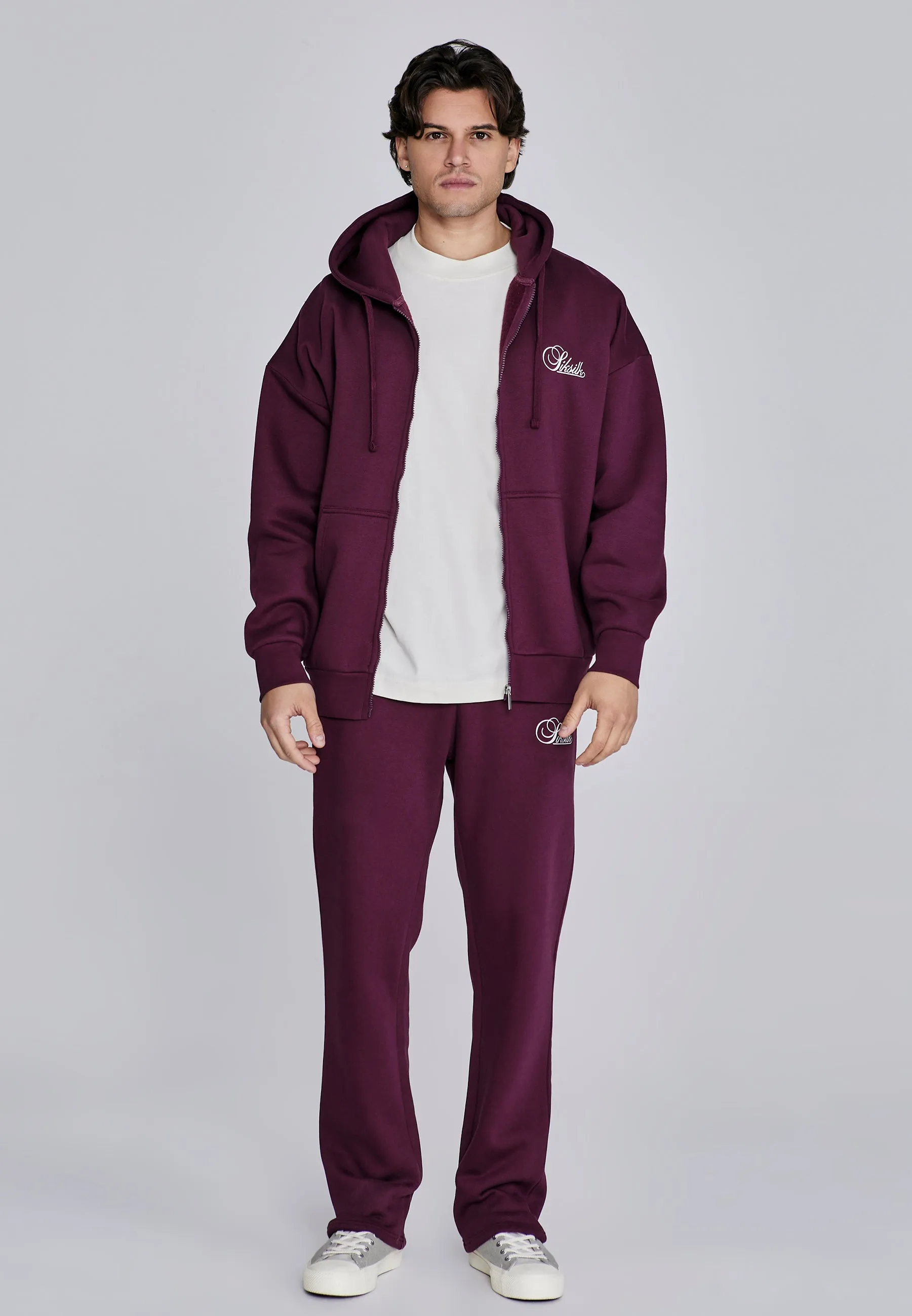 Burgundy Essentials Full Zip Hoodie sold by Siksilk product image thumbnail 3