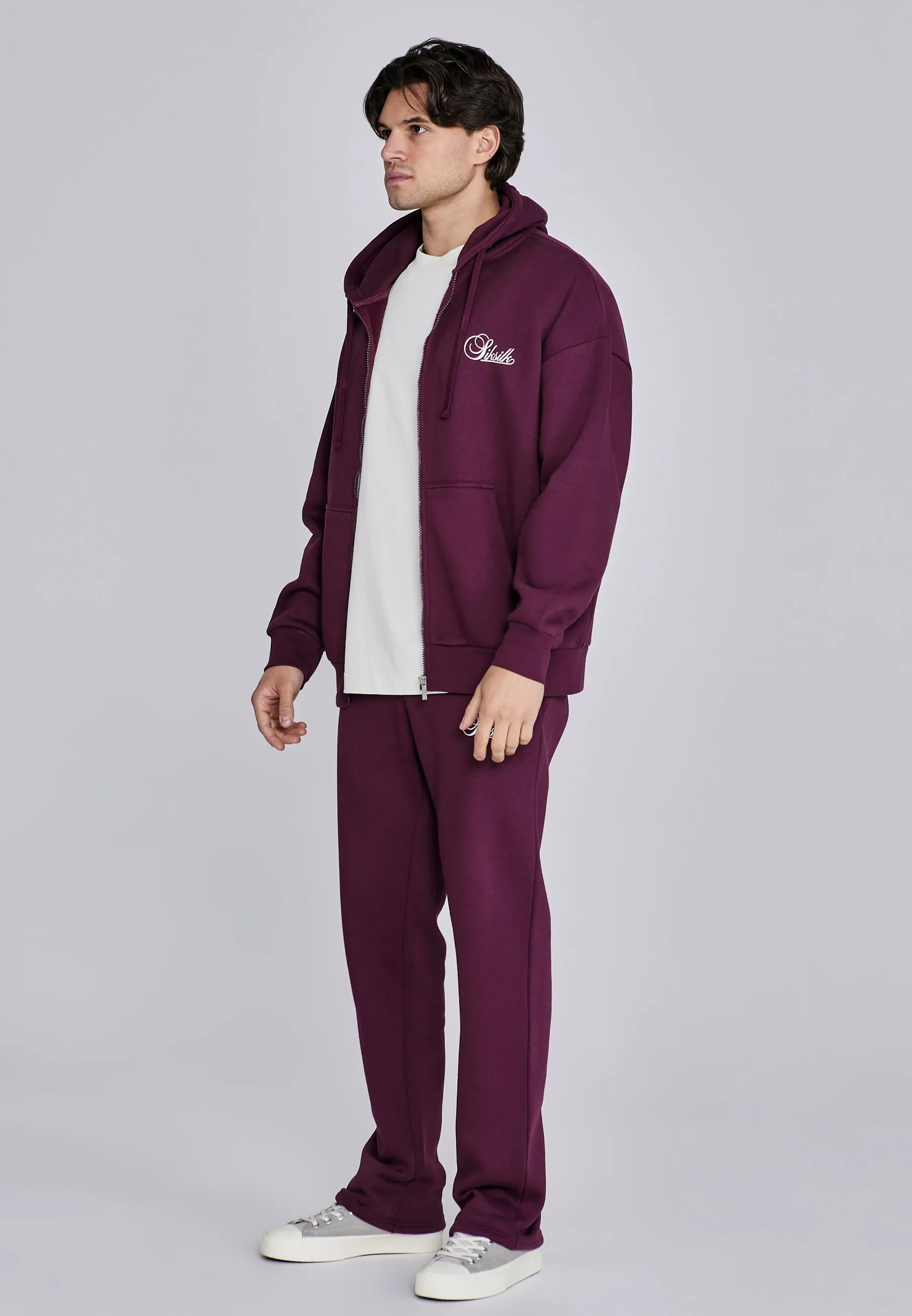 Burgundy Essentials Full Zip Hoodie sold by Siksilk product image thumbnail 4