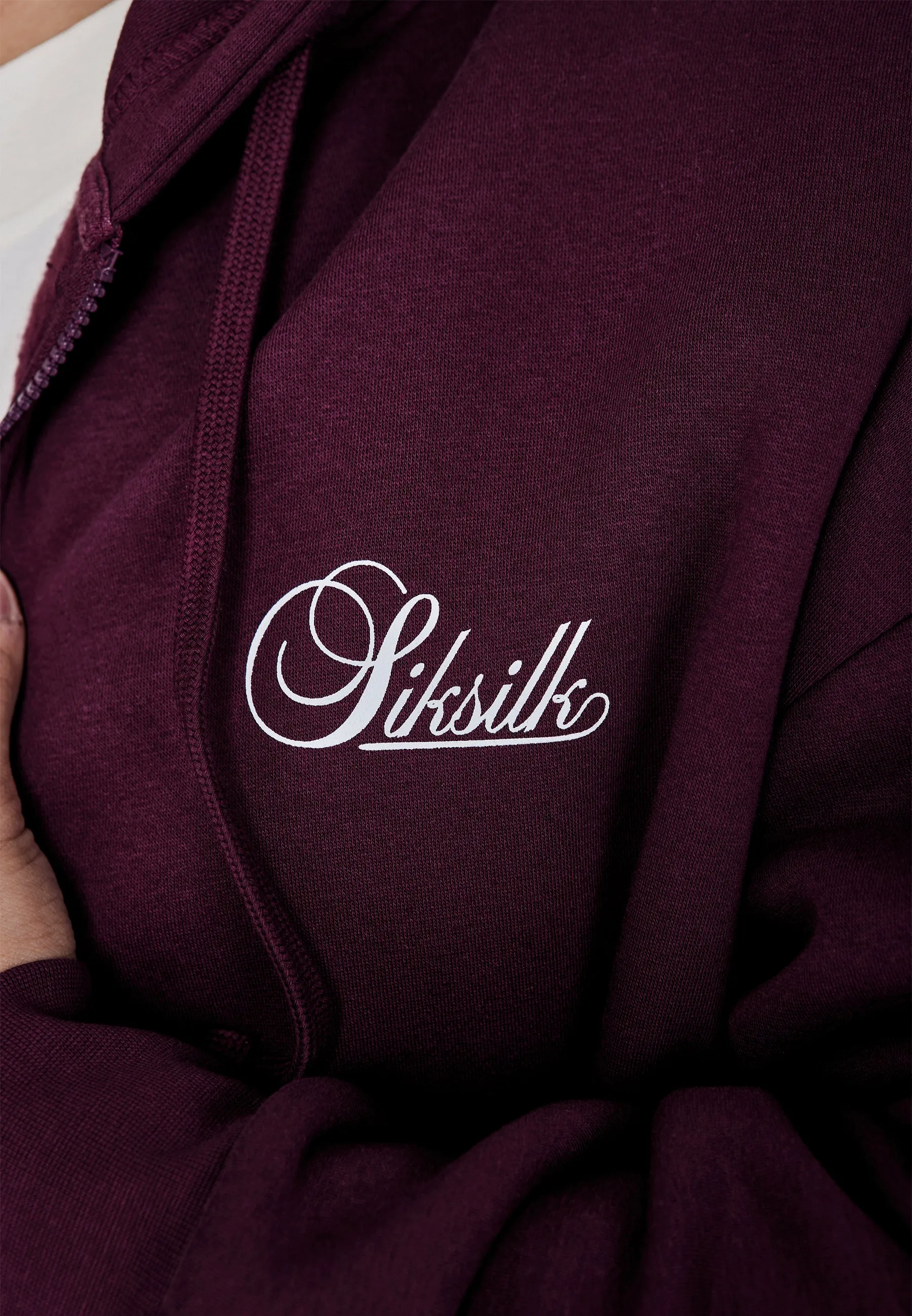 Burgundy Essentials Full Zip Hoodie sold by Siksilk product image thumbnail 2
