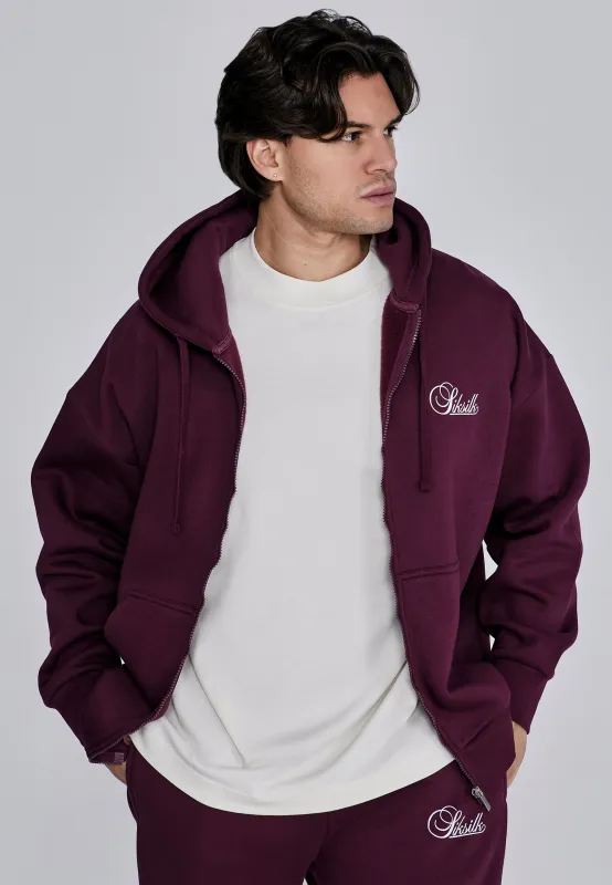 Burgundy Essentials Full Zip Hoodie sold by Siksilk