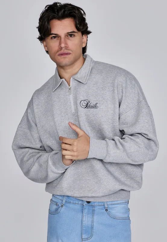 Grey Marl Essentials Polo Sweater made by Siksilk