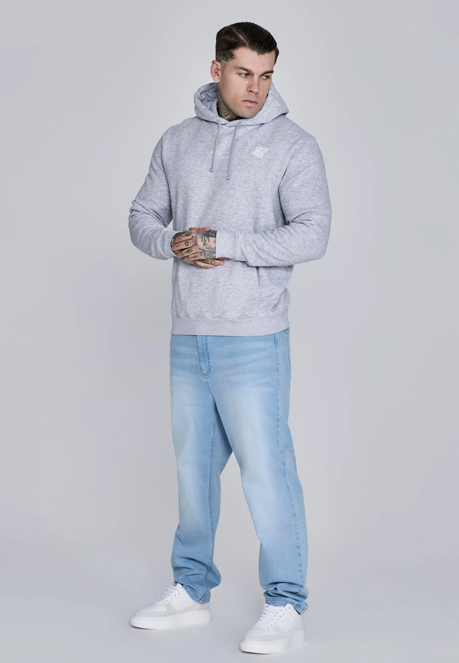 Grey Marl Essentials Hoodie sold by Siksilk product image thumbnail 3