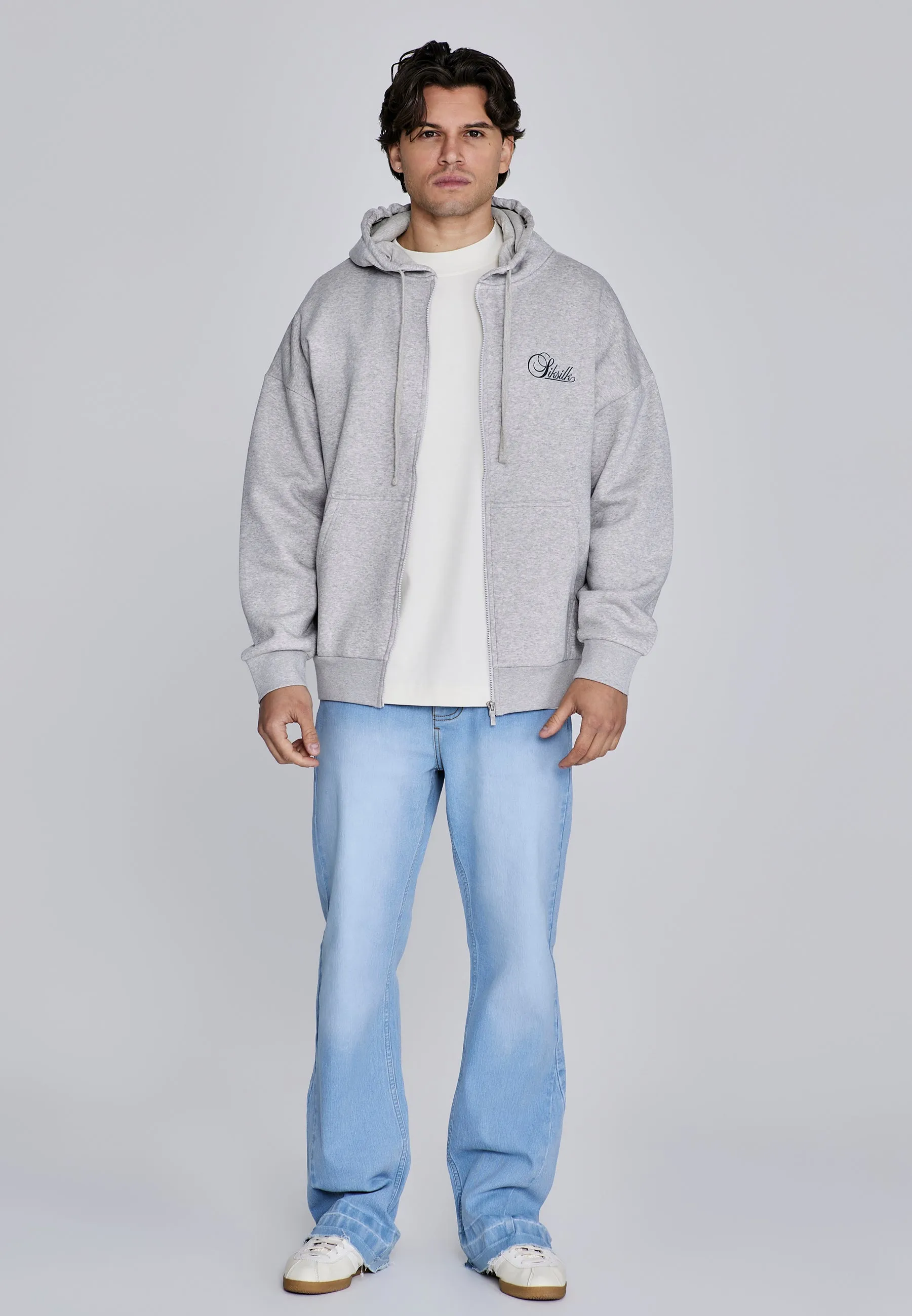 Grey Marl Essentials Full Zip Hoodie sold by Siksilk product image thumbnail 3