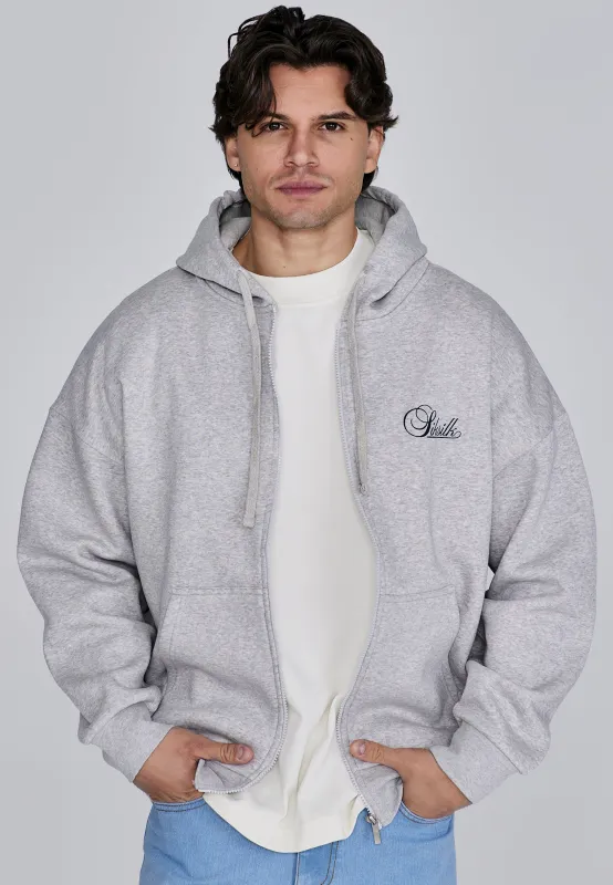 Grey Marl Essentials Full Zip Hoodie sold by Siksilk