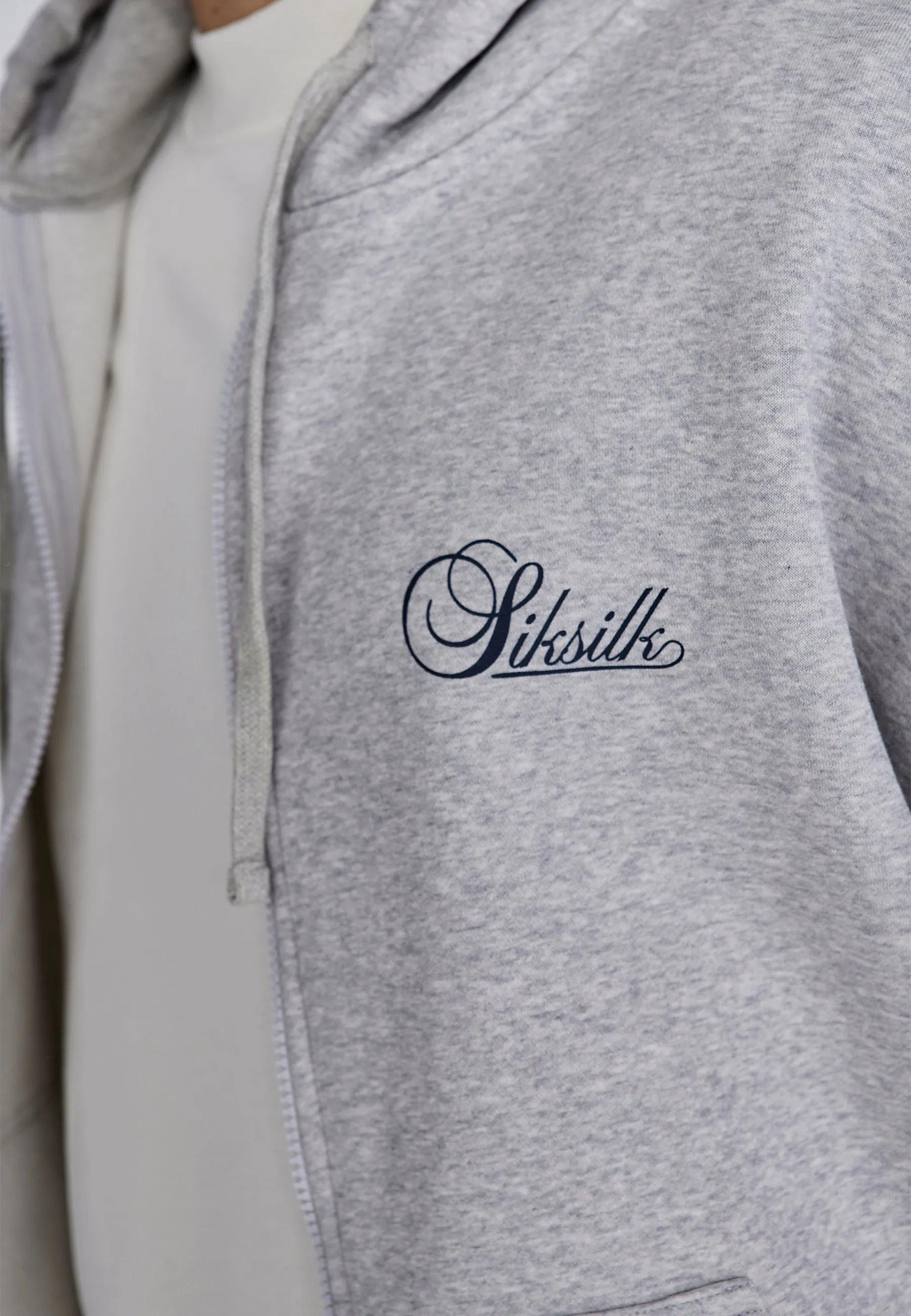 Grey Marl Essentials Full Zip Hoodie sold by Siksilk product image thumbnail 2