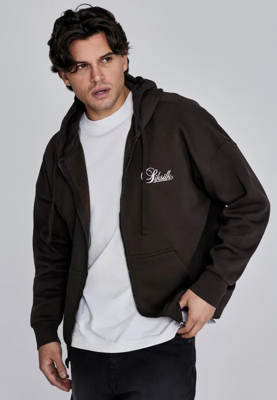 Brown Essentials Full Zip Hoodie sold by Siksilk