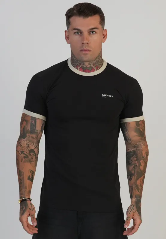 Black and Ecru Ringer T-Shirt sold by Siksilk