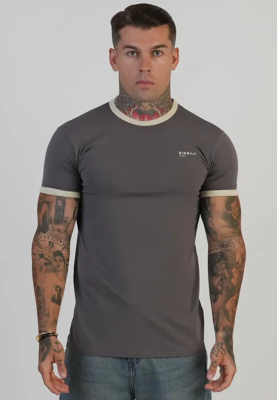 Grey and Ecru Ringer T-Shirt sold by Siksilk