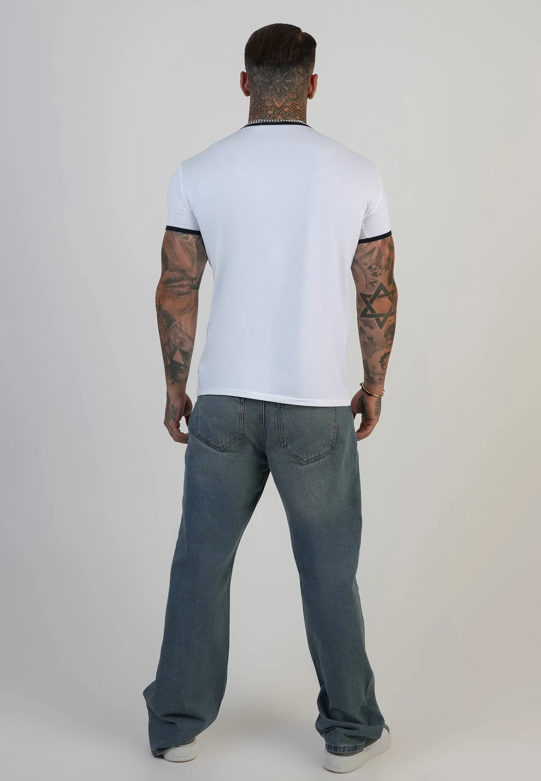 White and Navy Ringer T-Shirt sold by Siksilk product image thumbnail 5
