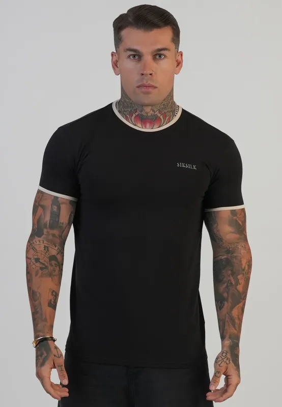 Black and Ecru Ringer T-Shirt sold by Siksilk