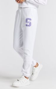Girls White Varsity Logo Relaxed Jogger sold by Siksilk