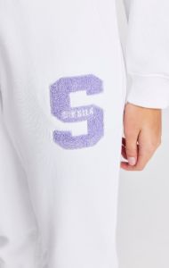 Girls White Varsity Logo Relaxed Jogger sold by Siksilk
