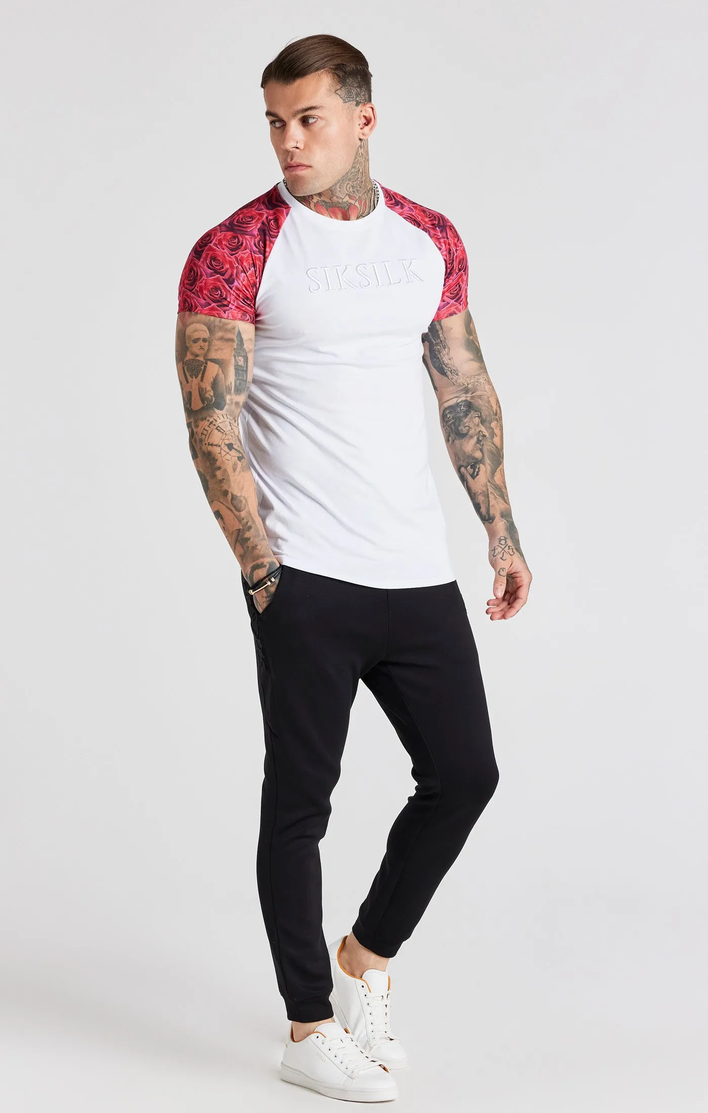 White Raglan T Shirt sold by Siksilk product image thumbnail 4