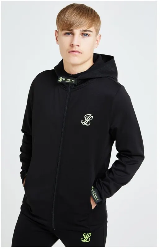 Illusive London Element Agility Zip Through Hoodie - Black & Green sold by Siksilk